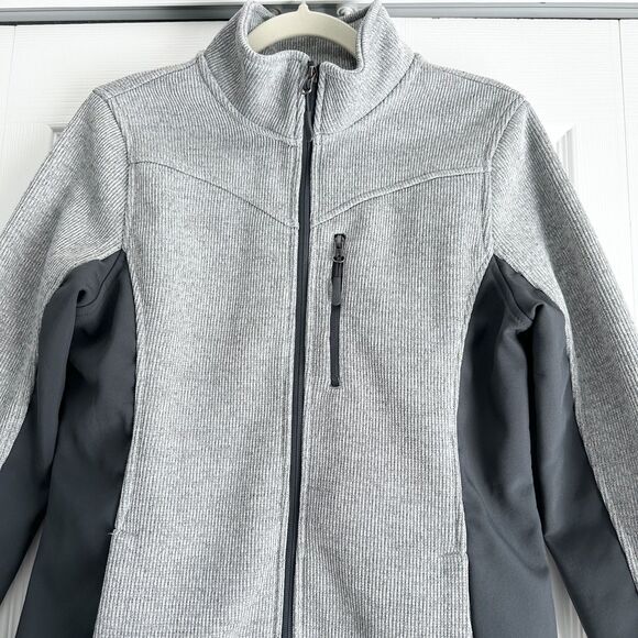 Faded Glory Jacket Size M Gray Full Zip Ribbed Fitted Lightweight Activewear - Picture 3 of 9